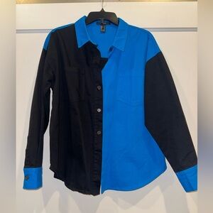 Black and Blue Oversize Button-Up Shirt